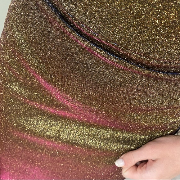 Prom Formal Dress Gown Bodycon Bronze Pink Shimmer by Stacy Sklar - Picture 10 of 13